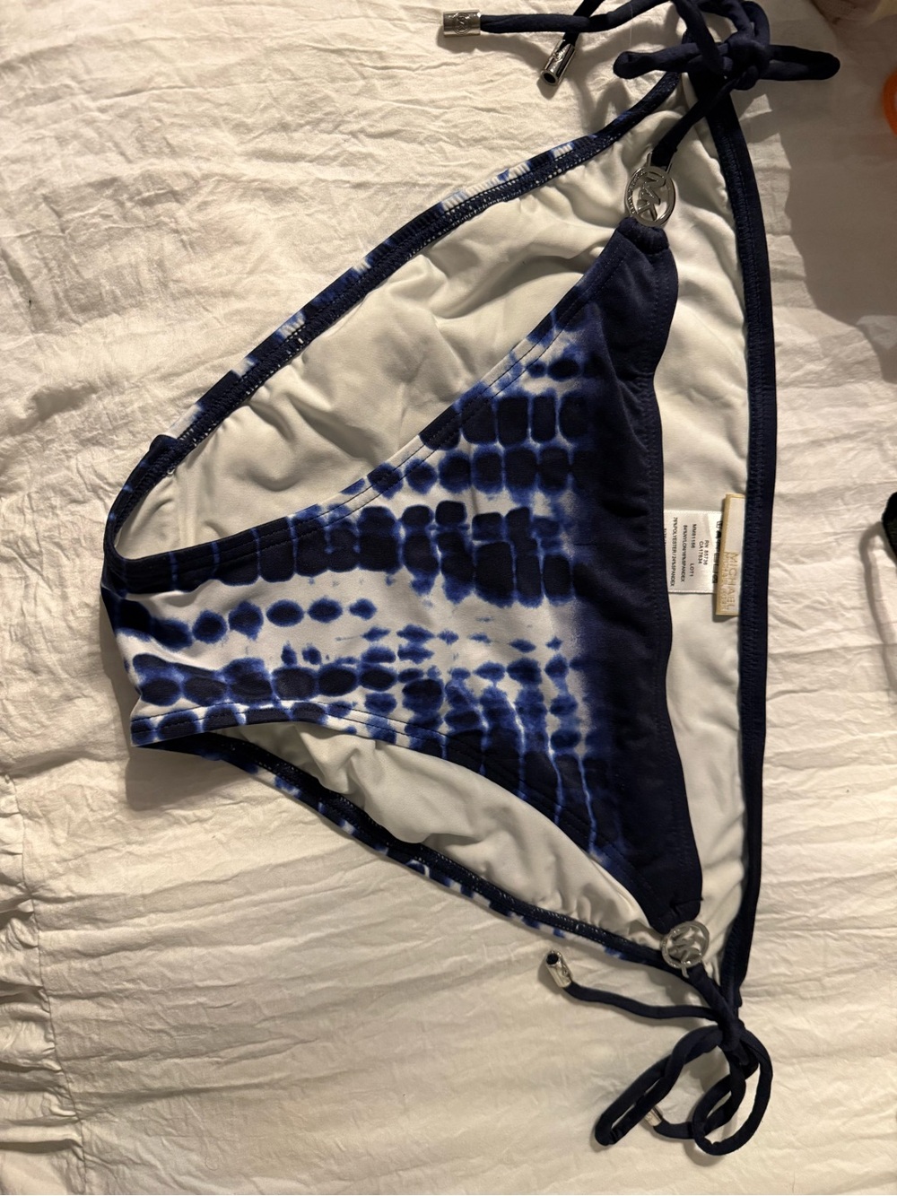 Michael Kors Womens Tie-Dye Navy Blue & White One-Piece Swim Bottom